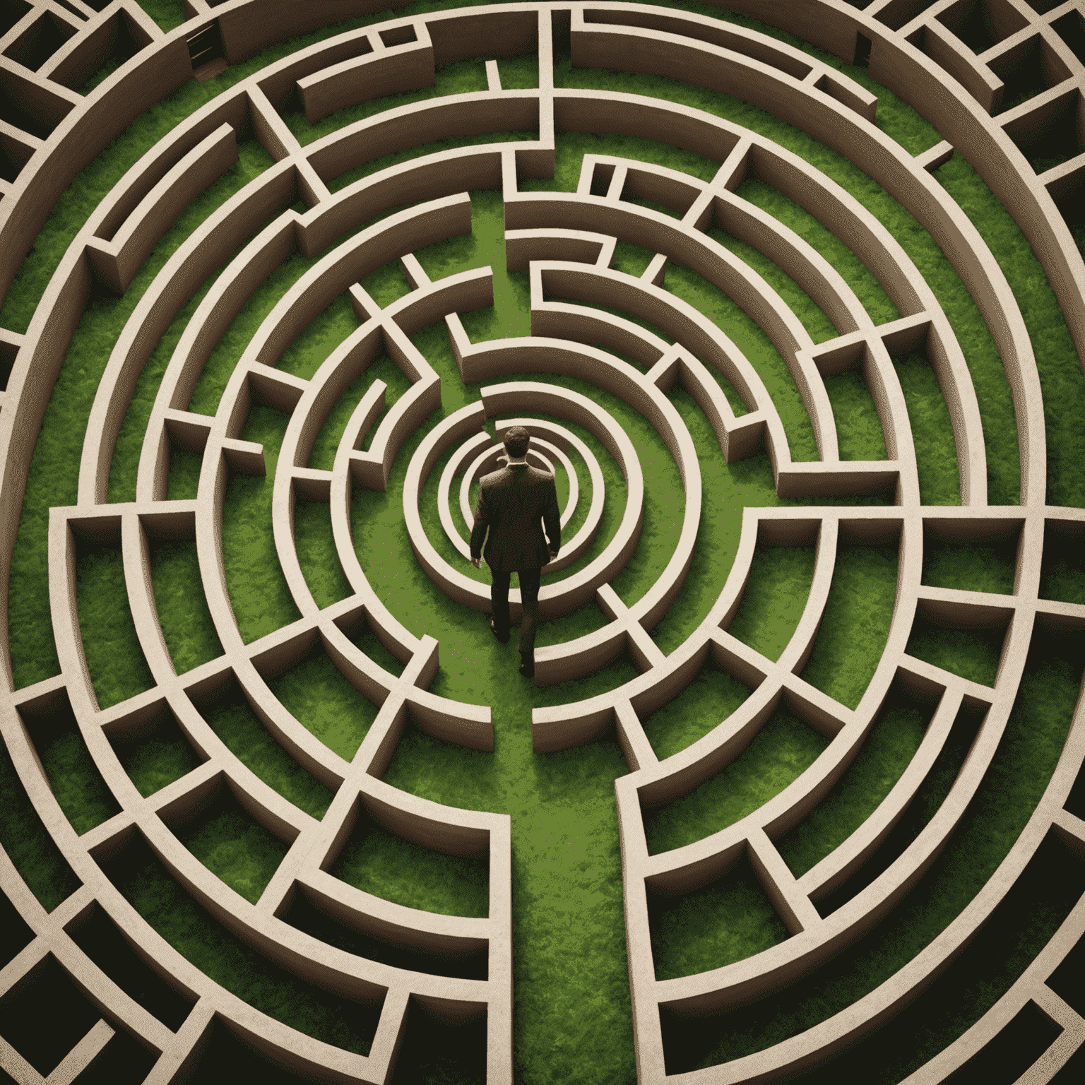 A businessman navigating a maze, representing the challenges of doing business in South Africa