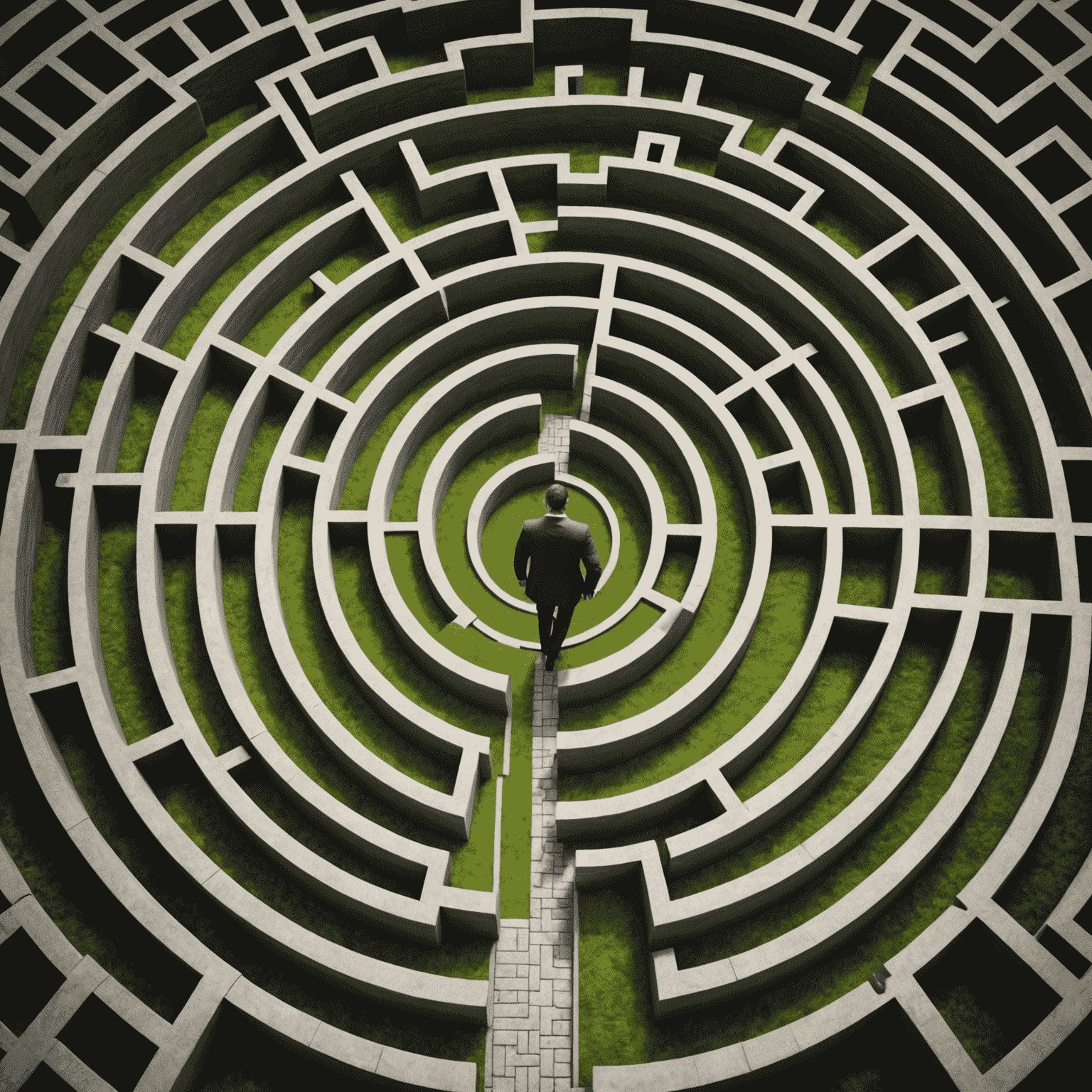 A businessman navigating a maze, symbolizing the challenges of doing business in South Africa